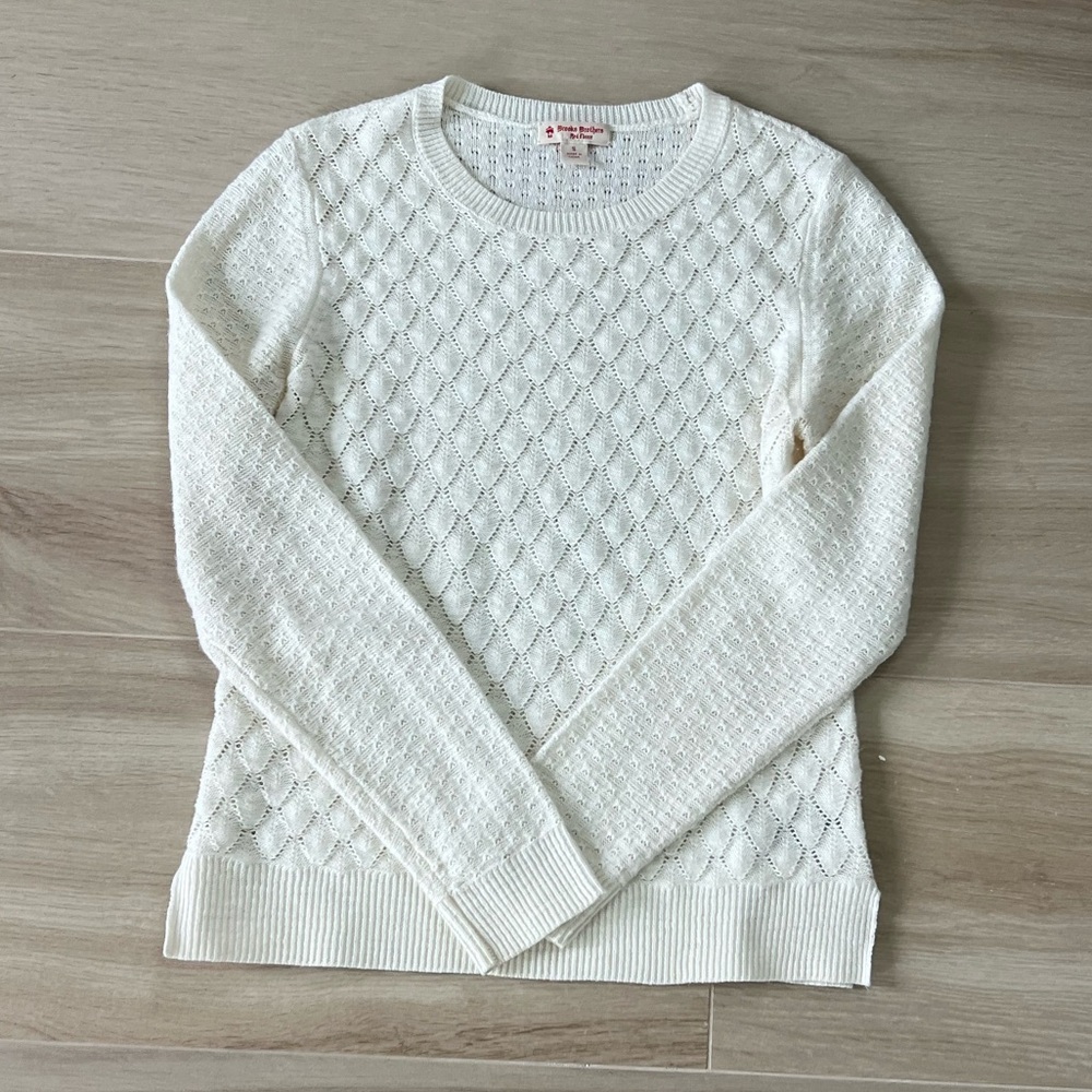 Brooks Brothers Cream Cable Crewneck Sweater